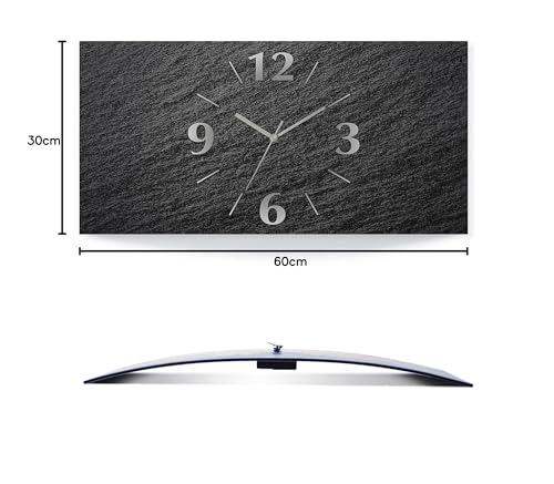 ARTLAND wall decoration wall clock without ticking noises Aluminum radio clock analog radio clock 60x30 cm slate look U1RE