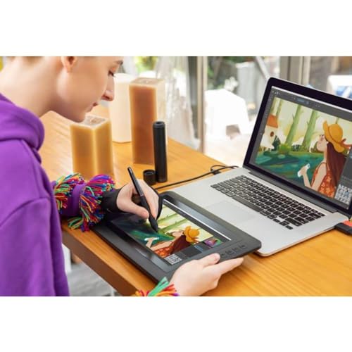 XP-Pen Artist 12 graphic display, graphic monitor, drawing pen tablet, pen display. 1920 x 1080 HD IPS with touch bar. Drawing pen with eraser for remote learning and home office.
