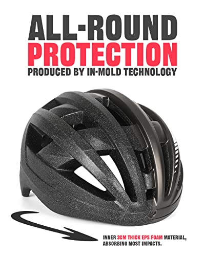 VICTGOAL bike helmet with visor Mountain bike helmet with magnetic glasses Detachable visor, road bike helmet with LED taillight Size M/L/XL for adult men women (TI-UK, L: 57-61cm)