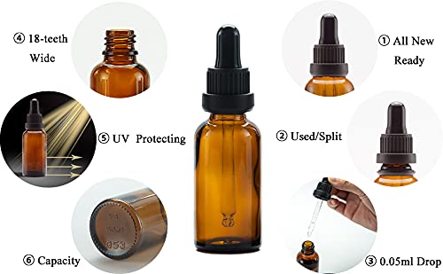 YIZHAO 30ml dropper bottle, amber glass apothecary bottle with dropper pipette, suitable for essential oils, perfume oils, aromatherapy, fragrances, liquids - 12pcs.