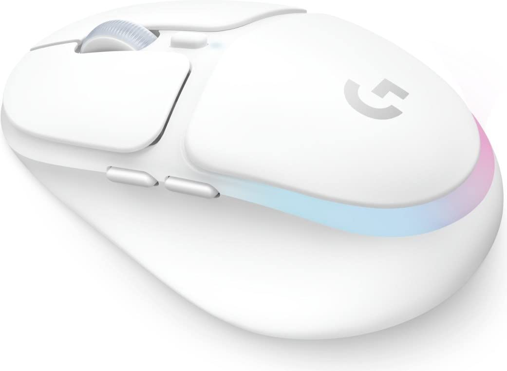Logitech G705 wireless gaming mouse, customizable LIGHTSYNC RGB lighting, wireless connection via LIGHTSPEED and Bluetooth, lightweight, compatible with PC/Mac/laptop - White.