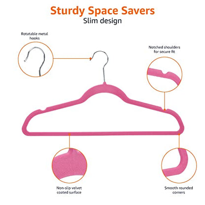 Amazon Basics - Suit Hangers, Flocked, Pink, 30 Pack