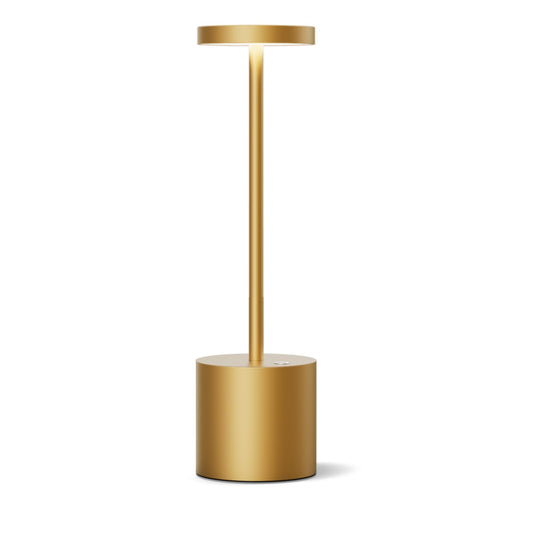 SLSMD LED Table Lamp Wireless, Dimmable USB Rechargeable Battery Nightstand Lamp, Metal-Aluminum Portable LED Battery Table Light, Suitable for Dining Room/Bedroom/Living Room/Outdoor (Gold)
