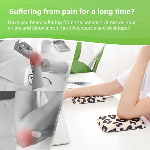 LargeLeaf ergonomic wrist and elbow rest for desk with memory foam and non-slip bottom, relieves elbow pain (16 * 11cm, leopard print, 1)
