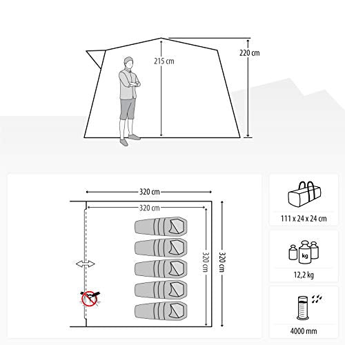 qeedo Quick Villa L, family tent for 5 persons, instant tent with standing height - grey