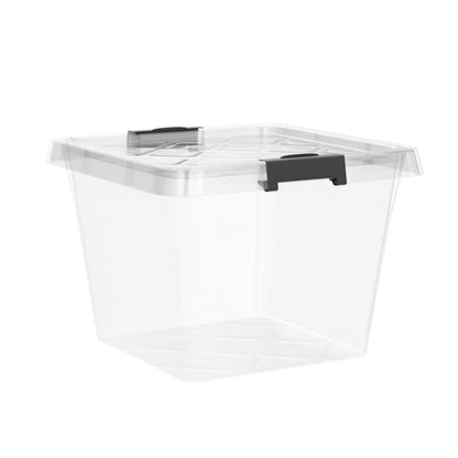 ATHLON TOOLS 4x 32 L Storage Boxes with Lid, food-safe - Closure Clips - 100% New Material Plastic Box transparent - Stackable Clothing Boxes…