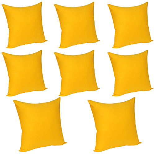 WOLTU® 8X Pillowcase Cushion Cover 100% Cotton with Zipper, 8 Pack Sofa Cushion Decorative Pillow Case Cover, 60x60 cm, Yellow