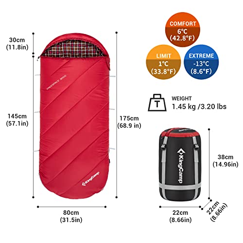 KingCamp XL sleeping bag, winter camping essential! This warm and oversized sleeping bag is perfect for kids on outdoor backpacking, hiking, and indoor/outdoor use in 3-4 seasons.