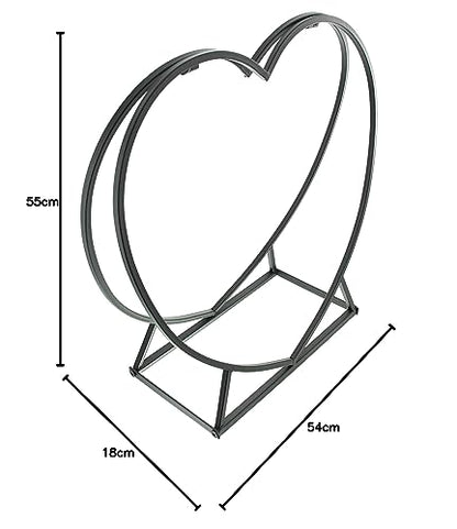 FRANK FLECHTWAREN fireplace log holder in heart shape, fireplace wood holder, fireplace log basket, heart shaped fireplace wood rack, wedding gift, romance, Valentine, 55 x 18 x 54 cm.