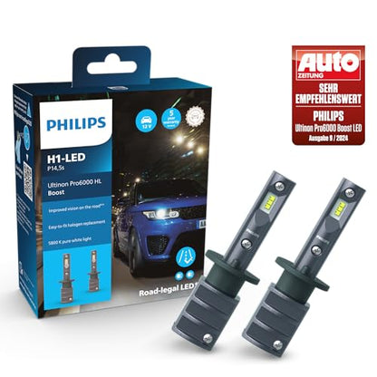 Philips Ultinon Pro6000 Boost H1-LED headlight bulb with road approval, 5,800K, gray