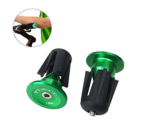 Flat handlebar end caps for mountain bike, road bike, BMX, aluminum, 1 pair, Green 02.
