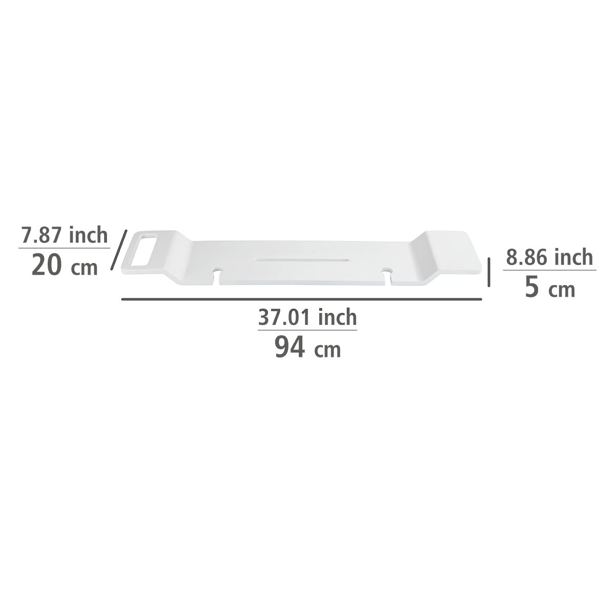 WENKO bathtub tray Matera with practical storage space for tablet, glasses, and bath accessories, spacious bathtub caddy for a relaxing bath, made of polyresin, dimensions: 94 x 5 x 20 cm, White