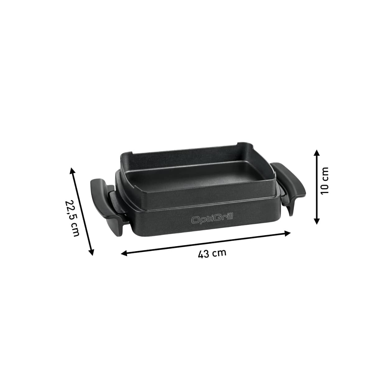 TEFAL OptiGrill Snacking & Baking Tray, non-stick coated, heat-insulated handles, for casseroles, pizza, bread & desserts, compatible with OptiGrill + and Elite, dishwasher safe, black, XA725870