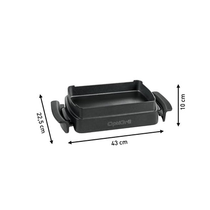 TEFAL OptiGrill Snacking & Baking Tray, non-stick coated, heat-insulated handles, for casseroles, pizza, bread & desserts, compatible with OptiGrill + and Elite, dishwasher safe, black, XA725870