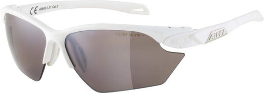 ALPINA TWIST FIVE S HR Q-LITE - Mirrored, contrast-enhancing & fog-free sports & cycling glasses with 100% UV protection for adults, white matte, One Size