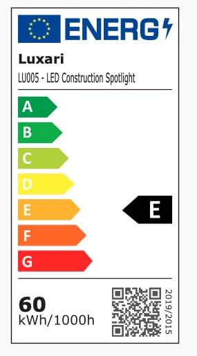 Luxari LED construction spotlight [60W & 5400LM] - Dimmable construction lamp IP65 waterproof − 5m cable & remote control − Work light LED spotlight − Energy efficiency class A+