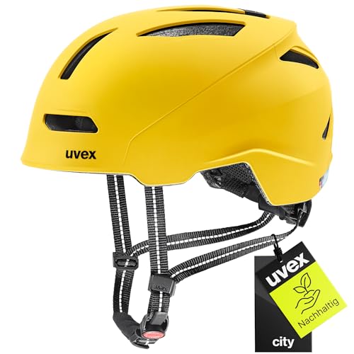 uvex urban planet - sustainable bike helmet for men and women - custom sizing - made from recycled materials - sunbee matte - 58-61 cm