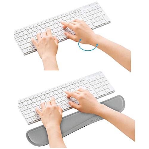 ELZO Wrist Rest for Keyboard Ergonomic Keyboard Pad with Memory Foam, Non-Slip and Anti-Tendonitis Problems for PC Computer and Laptop - Gray