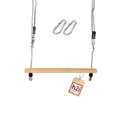 Trapeze Swing | Trapeze bar with adjustable ropes & carabiner for hanging | Wooden swing bar | Kids swing for outdoor & indoor | Gymnastics equipment for children