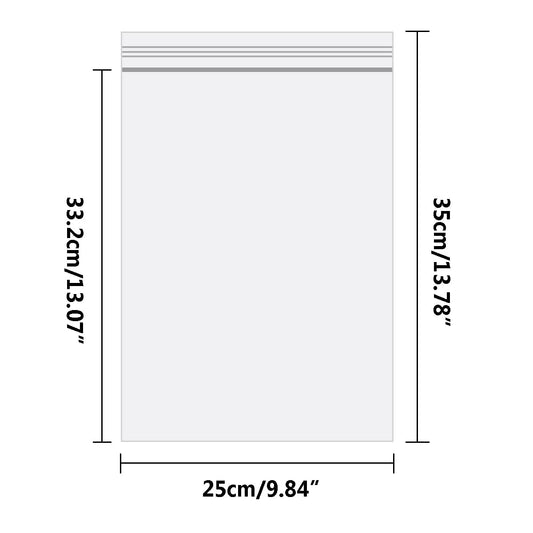 Ziplock bags, Resealable plastic bags, Large zip bags, Reclosable plastic bags, Thick and durable, Suitable for crafting, clothing storage, etc. 25x35cm 50 pieces.