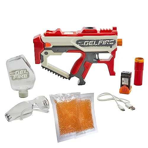 Nerf Pro Gelfire Mythic Blaster, 1600 hydrated Gelfire balls, ball magazine for 800 balls, with battery and Nerf goggles