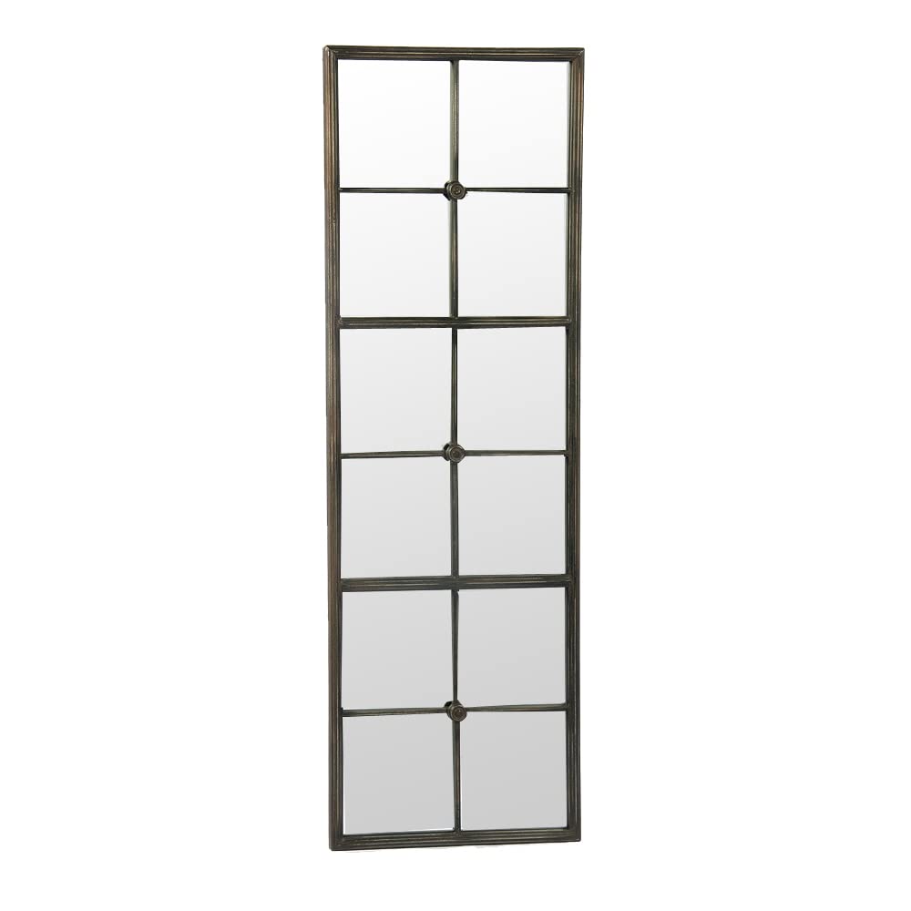 Grafelstein Mirror Bastion - Elegant wall mirror in country style, 42 x 2 x 127 cm, antique brown metal frame, elongated decorative mirror for living rooms, hallways & entryways.