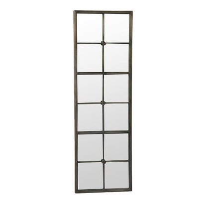 Grafelstein Mirror Bastion - Elegant wall mirror in country style, 42 x 2 x 127 cm, antique brown metal frame, elongated decorative mirror for living rooms, hallways & entryways.