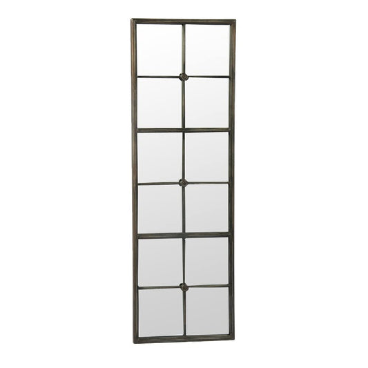 Grafelstein Mirror Bastion - Elegant wall mirror in country style, 42 x 2 x 127 cm, antique brown metal frame, elongated decorative mirror for living rooms, hallways & entryways.