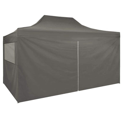 Festnight Pop-Up Canopy with 4 Sidewalls | Party Tent | Garden Tent | Garden Pavilion | Event Tent | Event Pavilion | Anthracite Oxford 3 x 4.5 m