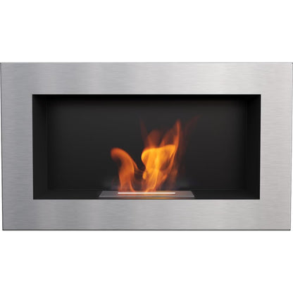 Short bio fireplace, decorative wall fireplace Golf black Closed 374mm x 648mm TÜV - Rheinland tested