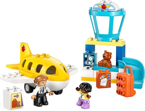 LEGO DUPLO First Visit to the Airport - Motor Skills Learning Toy for Toddlers with Airplane, 2 Figures & Teddy Bear - Birthday Gift for Boys and Girls from 2 years - 10443