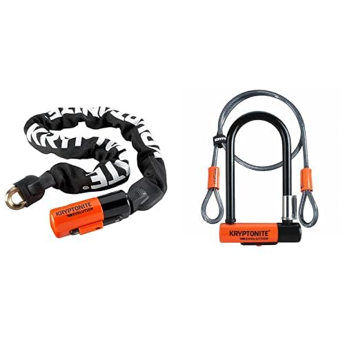 Kryptonite 808 Cable Lock Evolution series 4 Integrated Chain 1090, Black, 90cm & Evolution Mini 7 Cable Kryptoflex Lock, black/orange, One Size