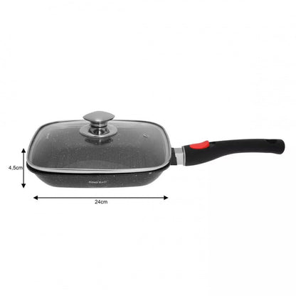 KING HOFF non-stick grill pan with marble coating and removable handle (24cm)