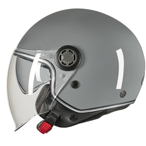 VINZ Pavia jet helmet with double visor | scooter helmet fashion helmet | in sizes XS-XXL | Jet helmet with sun visor | ECE 22.06 certified | motorcycle helmet with visor - gray