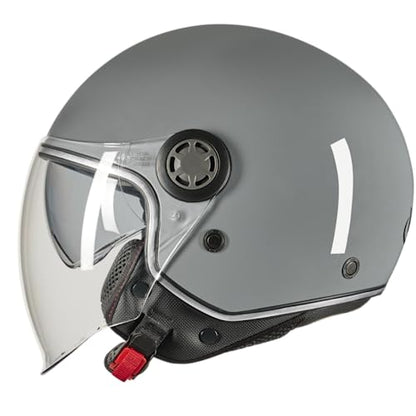 VINZ Pavia jet helmet with double visor | scooter helmet fashion helmet | in sizes XS-XXL | Jet helmet with sun visor | ECE 22.06 certified | motorcycle helmet with visor - gray