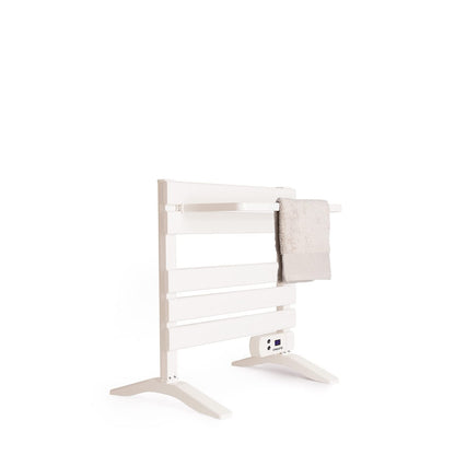CREATE / WARM Towel Mini 150W / Electric Bathroom Heater White with Stand Feet and Shelf / 22.9x16.1x22 inches / Quiet, low consumption, LCD display, 150W