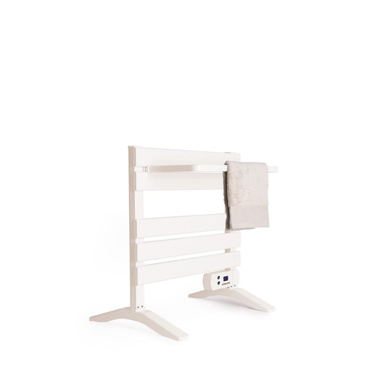 CREATE / WARM Towel Mini 150W / Electric Bathroom Heater White with Stand Feet and Shelf / 22.9x16.1x22 inches / Quiet, low consumption, LCD display, 150W