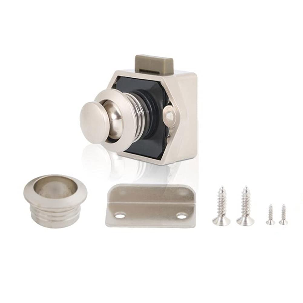 10 Piece Push Button Catch Door Lock, Metal Push Button Lock, Keyless Motorhome Lock Drawer Lock, Cabinet Door Knob Lock for RV Camper Caravan Van Motorhome Yacht Ship Boat