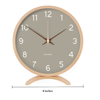 Maxspace table clock analog, 21cm wood battery operated, no ticking for bedroom office living room decor modern