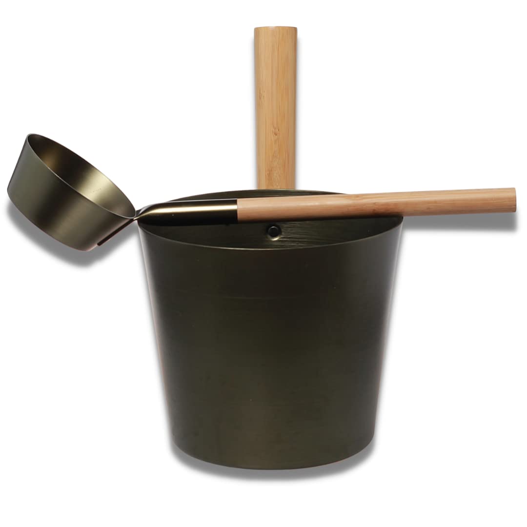 SULENO - Sauna Set ANEA infusion bucket scoop sauna bucket bucket ladle (green metallic)
