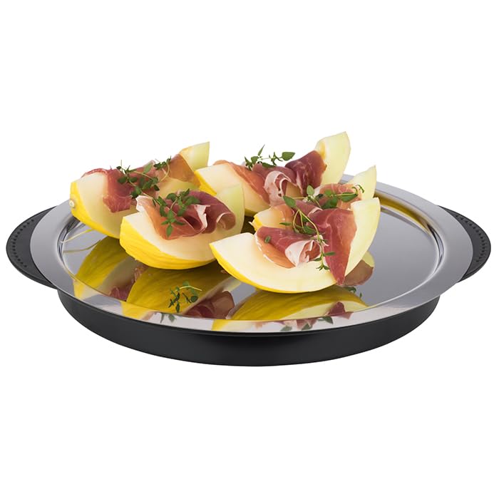 APS 9094 Thermo Tray Set, set consists of 1 sturdy bowl, 1 stainless steel tray, 2 cooling packs, 1 lid, Ø 30 cm, height 15 cm, black.