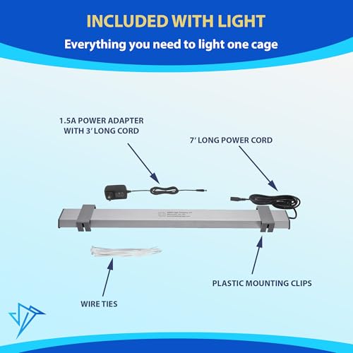 HappyBird Lighting Company - Bird Lamp for Songbirds - Full Spectrum LED Daylight Lamp - Simulates natural environment - For happy, content birds - Length: 45 cm
