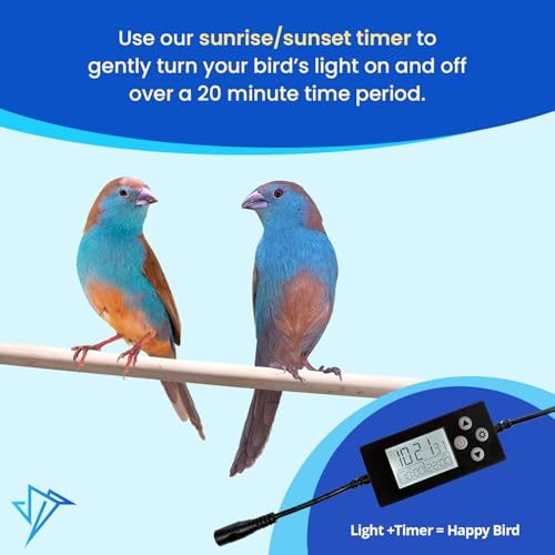 HappyBird Lighting Company - Bird Lamp for Songbirds - Full Spectrum LED Daylight Lamp - Simulates natural environment - For happy, content birds - Length: 45 cm