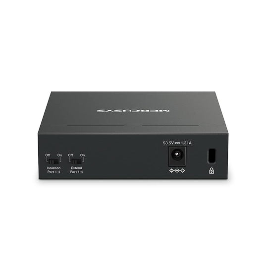 Mercusys MS105GP PoE Switch 5-Port Gigabit LAN Switch with 4 PoE+ Ports (65 Watts, IEEE 802.3af/at PoE, fanless, plug-and-play, sturdy metal housing)