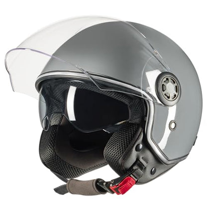 VINZ Pavia jet helmet with double visor | scooter helmet fashion helmet | in sizes XS-XXL | Jet helmet with sun visor | ECE 22.06 certified | motorcycle helmet with visor - gray