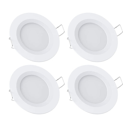 acegoo 12V Recessed LED Lights Flat 4 Pack Recessed Spots Warm White 3W RV Spots Dimmable Downlights Recessed Light for RV Camper Boat Furniture Yacht 3200K White