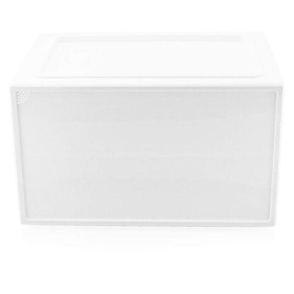BITUXX LEX21 Shoe Box Stackable Storage Plastic Container Shoe Case Shoe Organizer up to Size 47 (White, Set of 6)