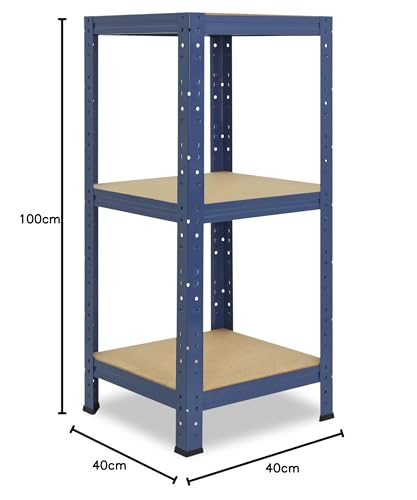 shelfplaza® 100x40x40cm HOME heavy duty shelf blue/metal shelf with 3 shelves/cellar shelf metal, garage shelf, workshop shelf or storage shelf/metal boltless shelf with 175kg load capacity