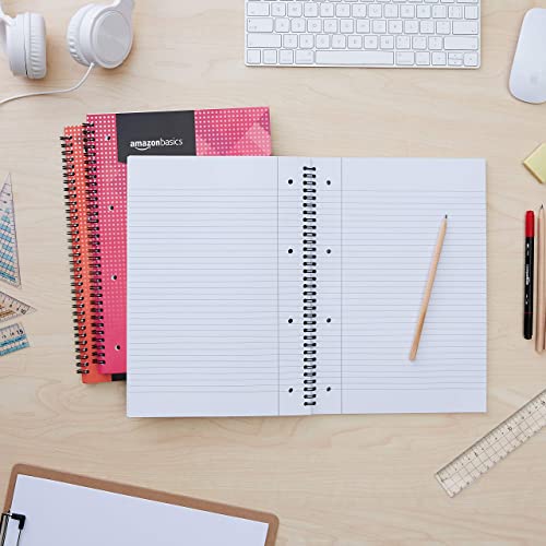 Amazon Basics Spiral Notebook, in various colors, 70 sheets/140 pages, A4, 90GSM, 5 pack, White
