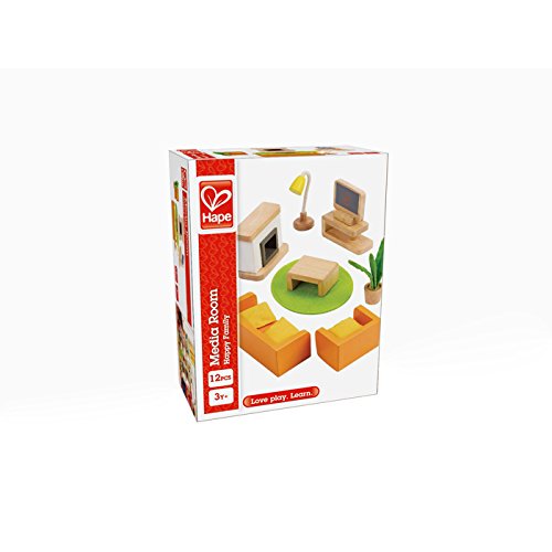 Hape Wooden Dollhouse Living Room, compatible with all popular dollhouses, for ages 3 and up.